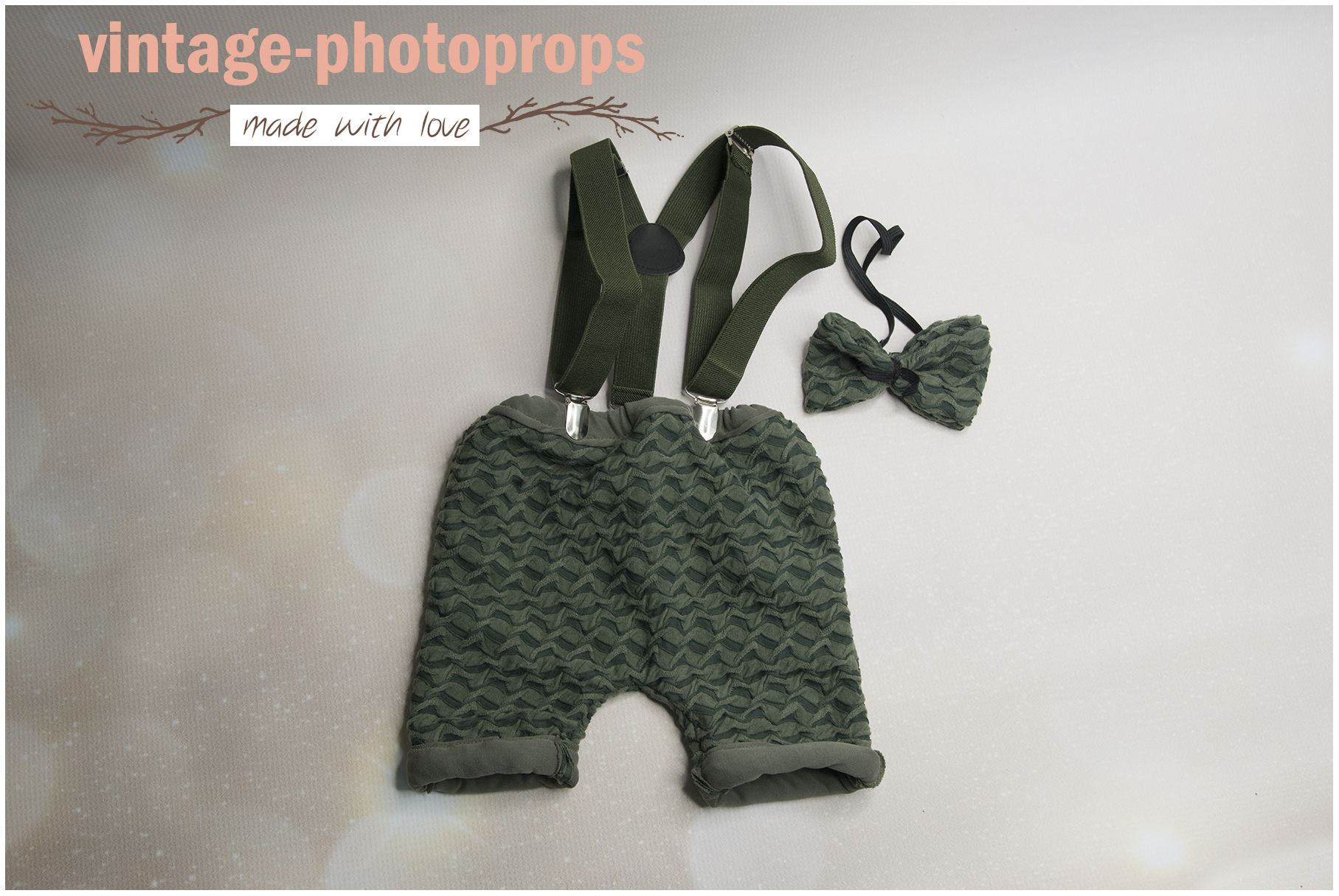 Verleden Van streek Allergisch Sitters-set green zig zag vintage broekje met bretels en strik – Vintage  Photoprops